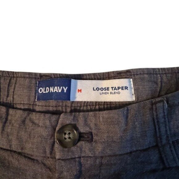 Old Navy Men’s Loose Taper Linen-Blend Ankle Pants Medium Preppy Grey Vacation - Picture 6 of 9